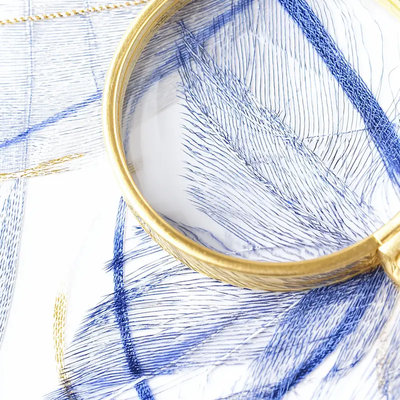 A magnifying glass on a feather